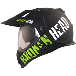 Broken Head made2rebel Cross-Helm grün mit Visier - Enduro-Helm - MX Motocross Helm mit Sonnenblende - Quad-Helm (M 57-58 cm) - 1