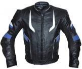 German Wear Motorradjacke Lederjacke Chopperjacke Cruiser jacke Kombijacke Rindsleder, 54/XL, Blau - 1